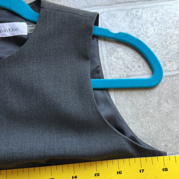 Calvin Klein Charcoal Belted Pencil Dress Size Petite 6 sleeveless back zip - Picture 10 of 13